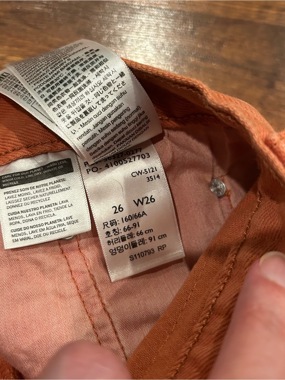 Levi Strauss Orange Denim Shorts Size 26 Jean Shorts 100% Cotton High Rise - Picture 6 of 9